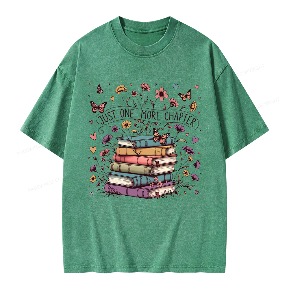 Pagewing Floral Books Unisex Washed T-shirt
