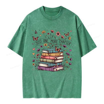 Pagewing Floral Books Unisex Washed T-shirt