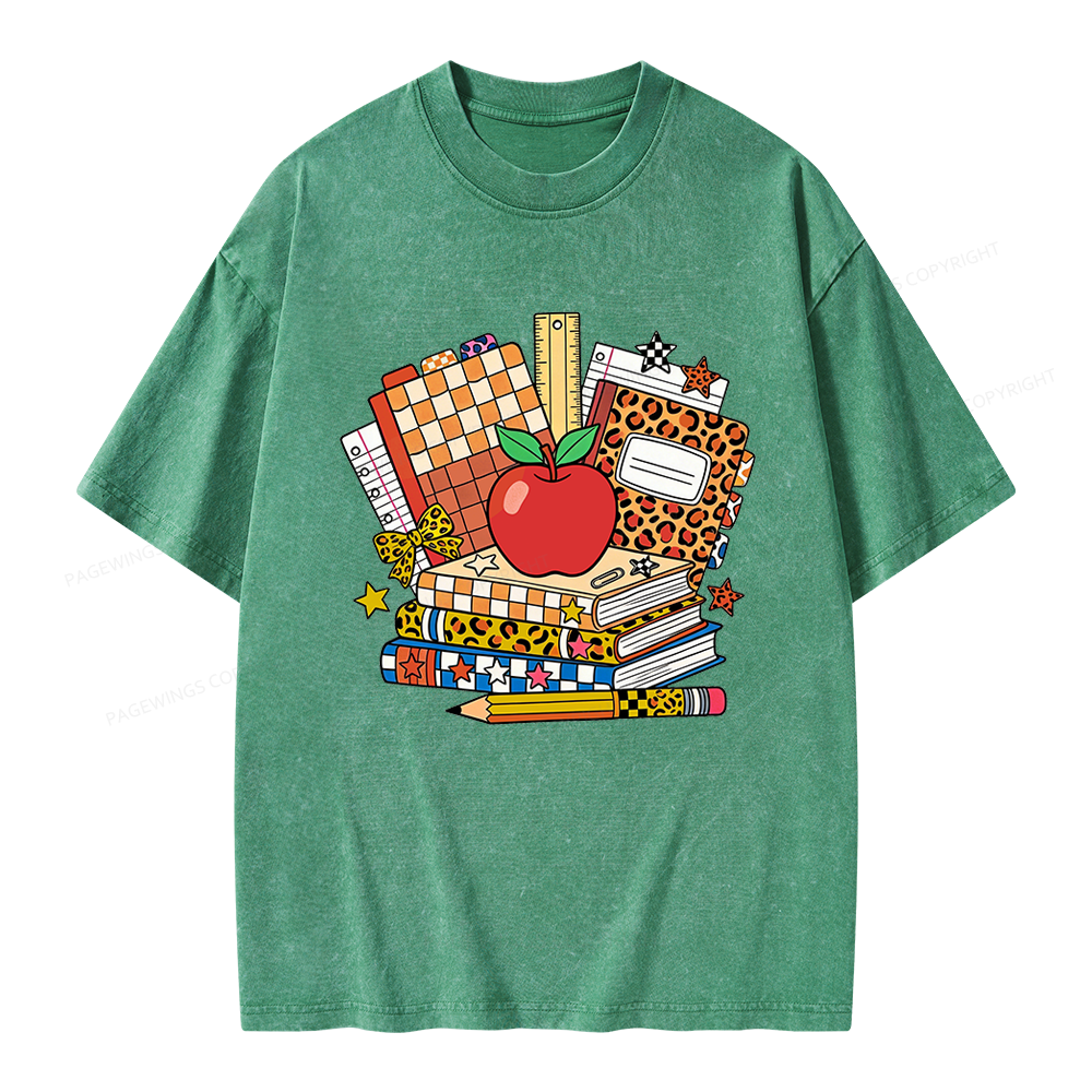 Pagewing Coquette Back To School Unisex Washed T-shirt