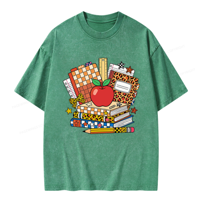 Pagewing Coquette Back To School Unisex Washed T-shirt
