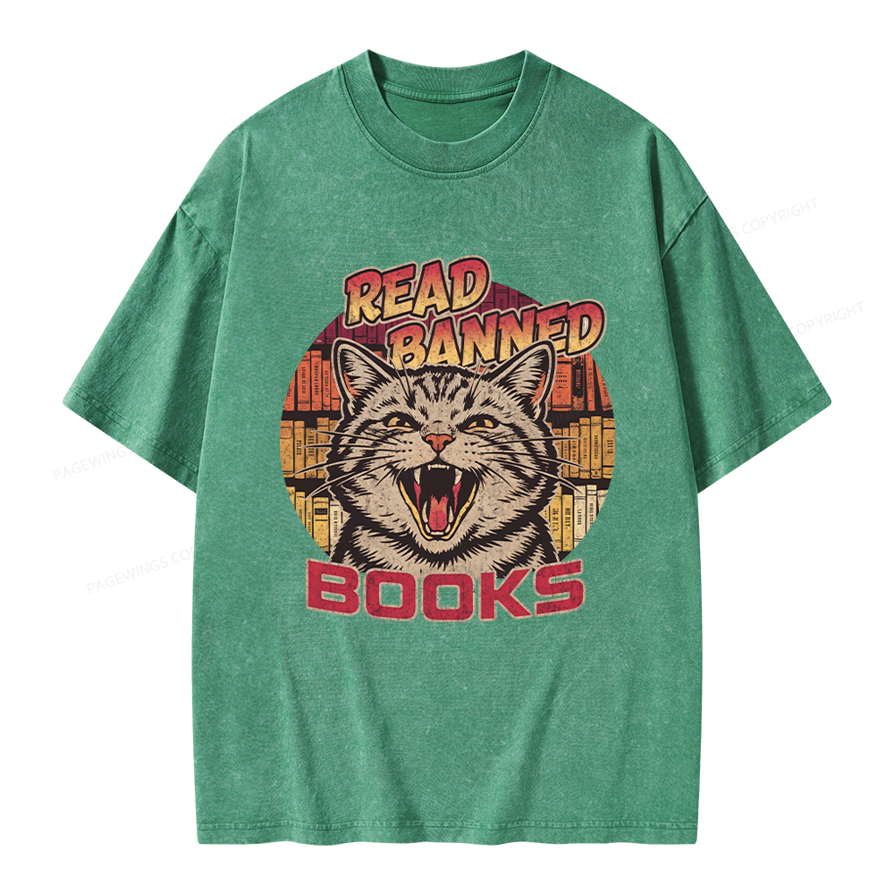 Pagewing Read Banned Books Unisex Washed T-shirt