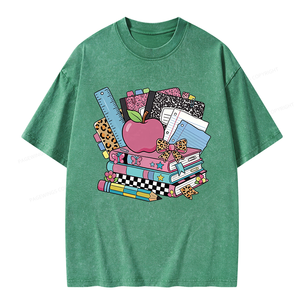 Pagewing Retro School Unisex Washed T-shirt
