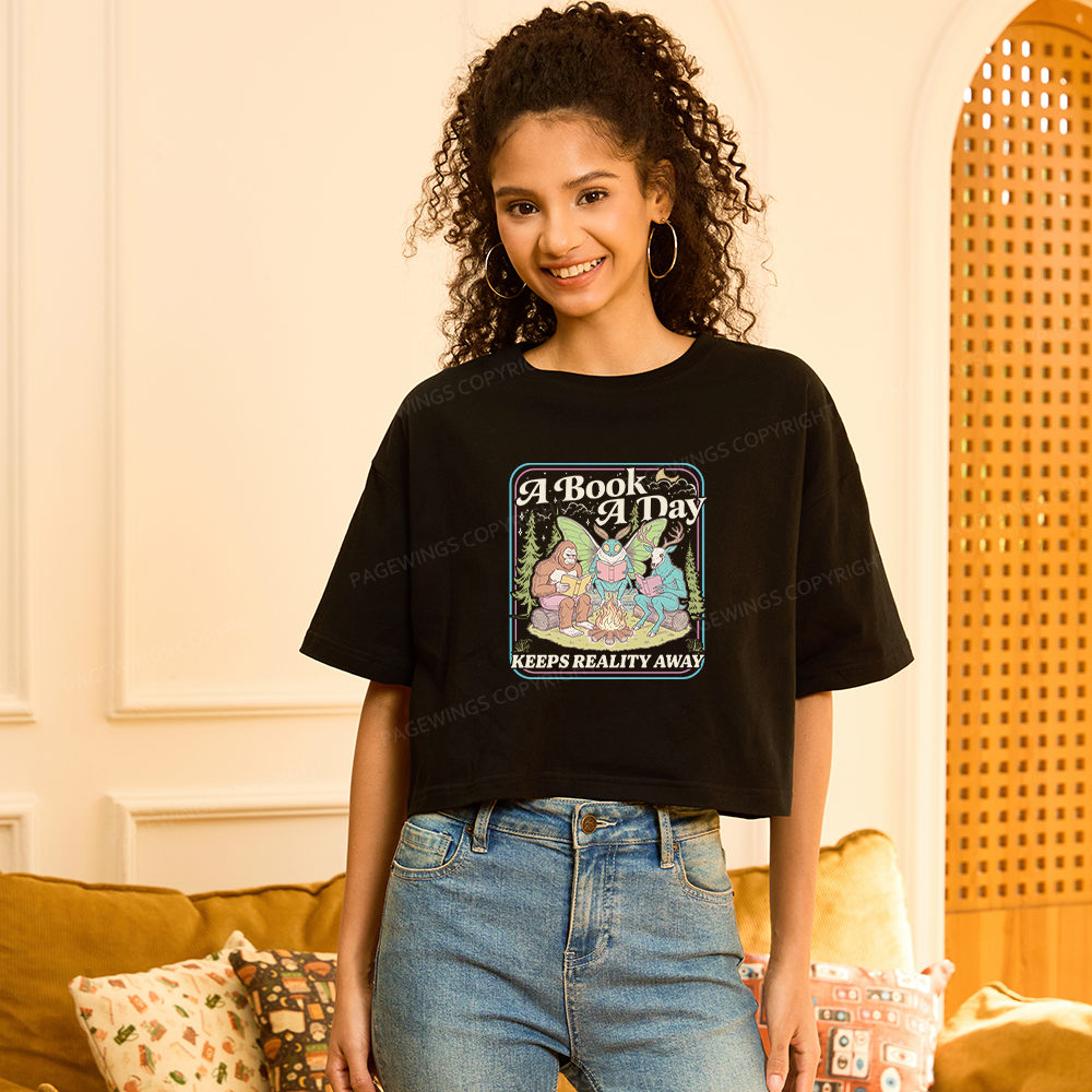 Pagewings A Book A Day Keeps Reality Away15910 Book Women Crop Tops