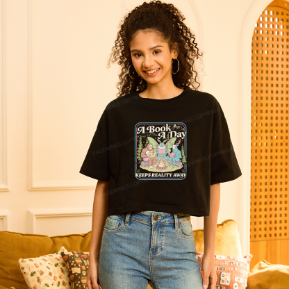 Pagewings A Book A Day Keeps Reality Away15910 Book Women Crop Tops