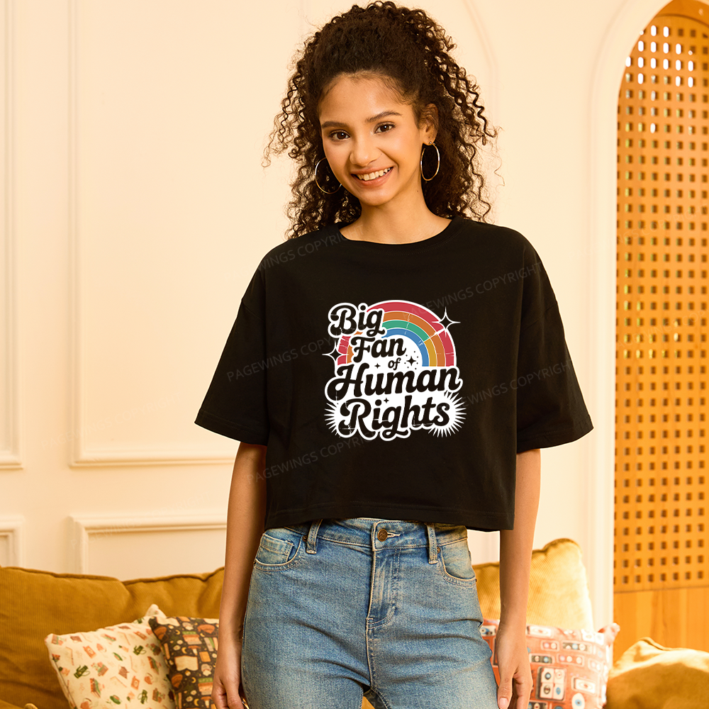 Pagewings Big Fan of Human Rights15985 Book Women Crop Tops