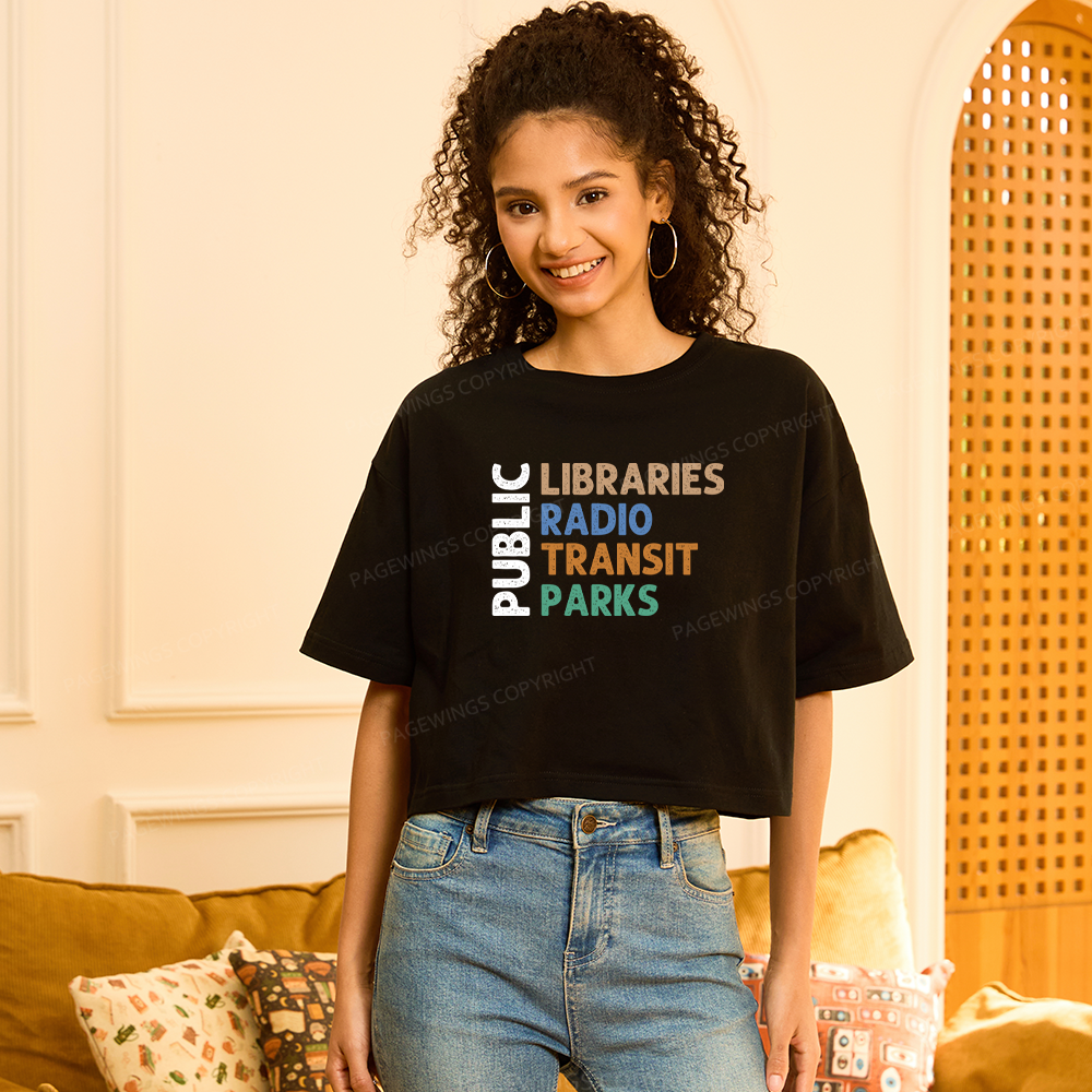 Pagewings Public Libraries16055 Book Women Crop Tops