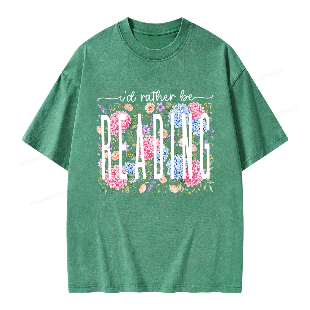 Pagewings Retro Floral Book Lover Unisex Washed T-shirt