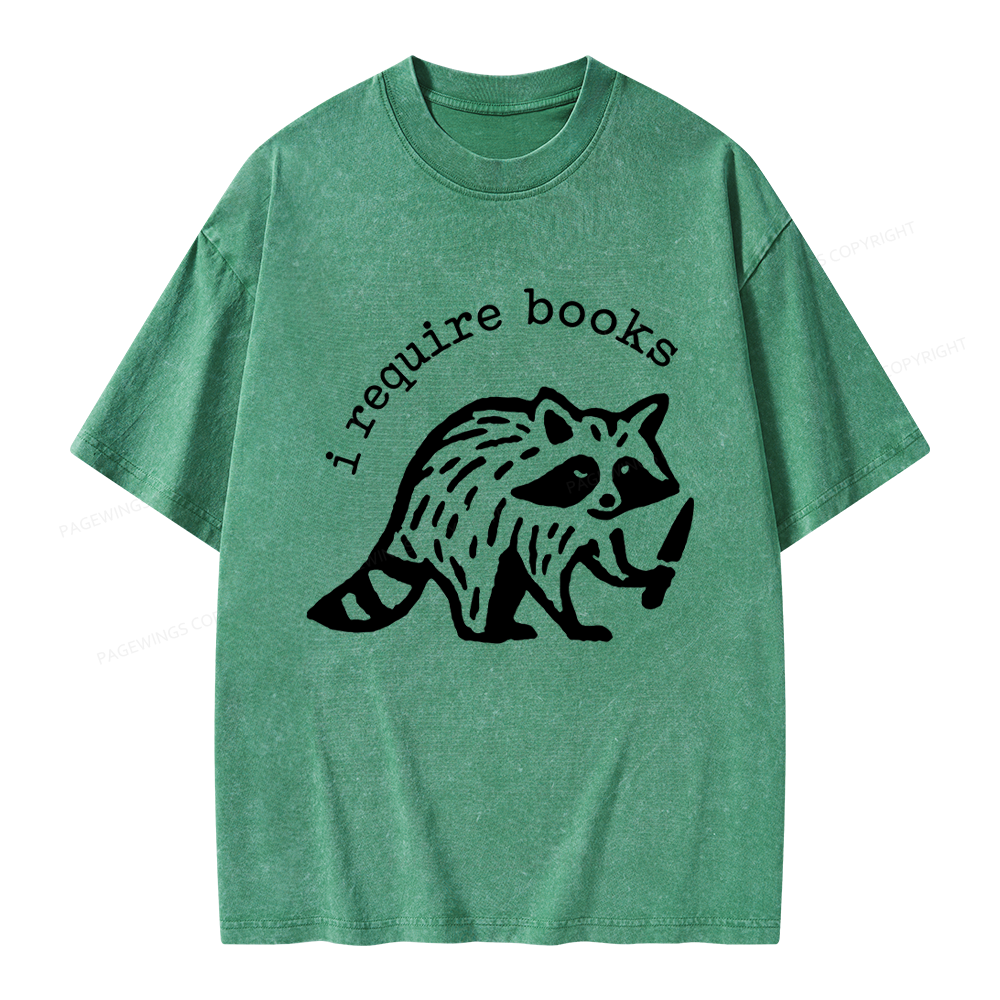 Pagewings I Require Books Unisex Washed T-shirt
