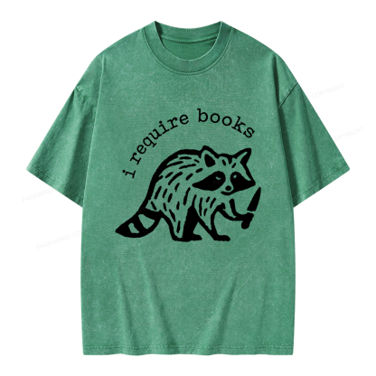 Pagewings I Require Books Unisex Washed T-shirt