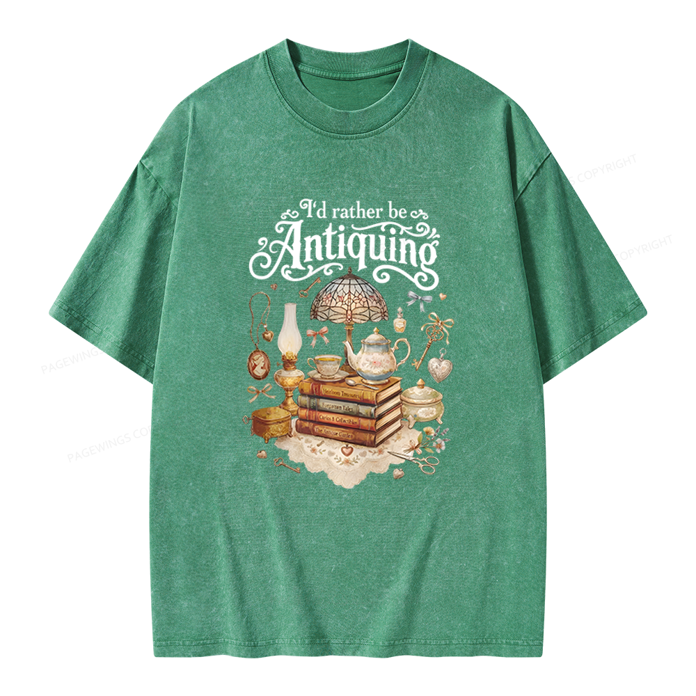 Pagewings I’d Rather Be Antiquing Unisex Washed T-shirt