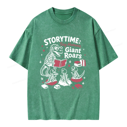 Pagewings School Librarian Dinosaur Unisex Washed T-shirt
