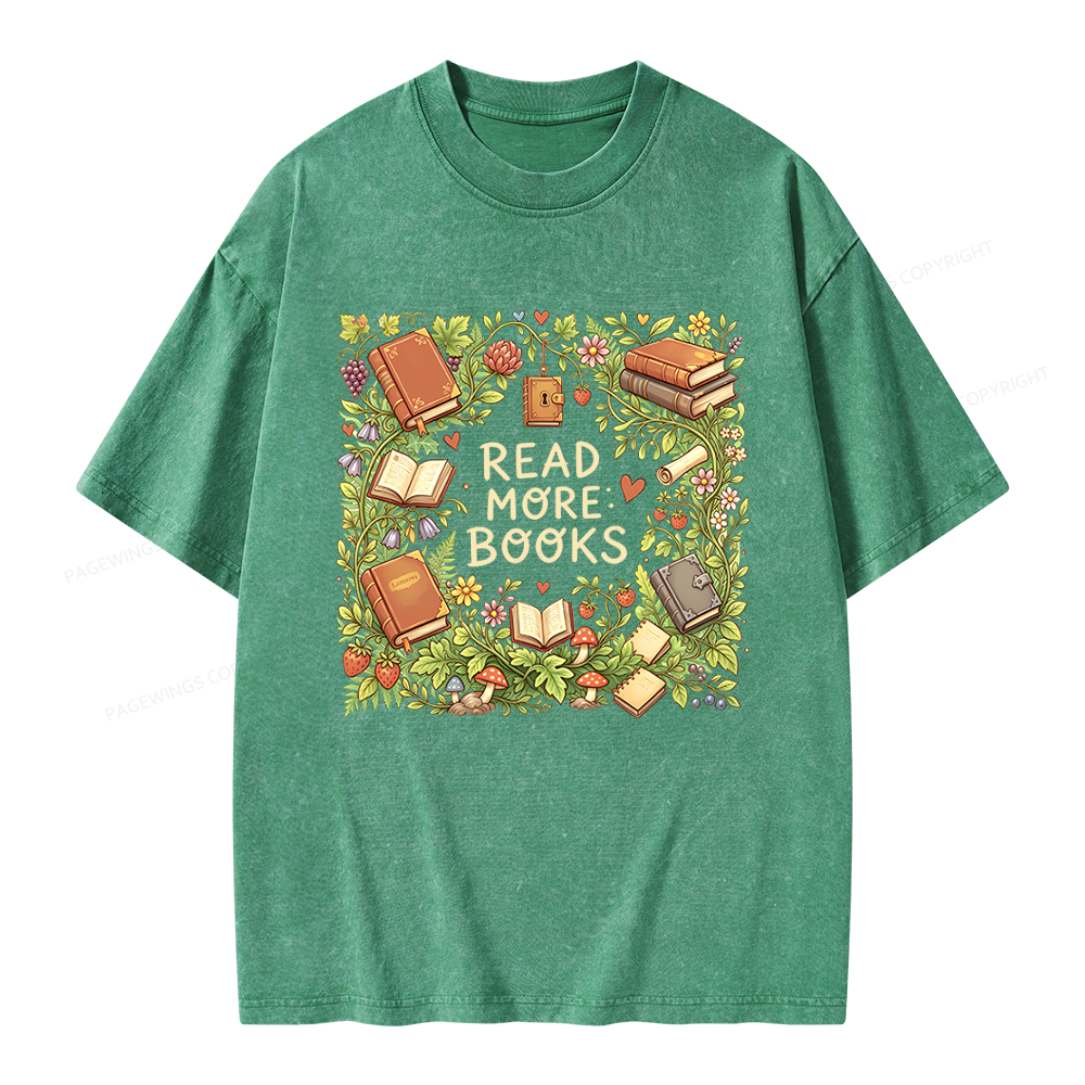 Pagewings Read More Books Unisex Washed T-shirt