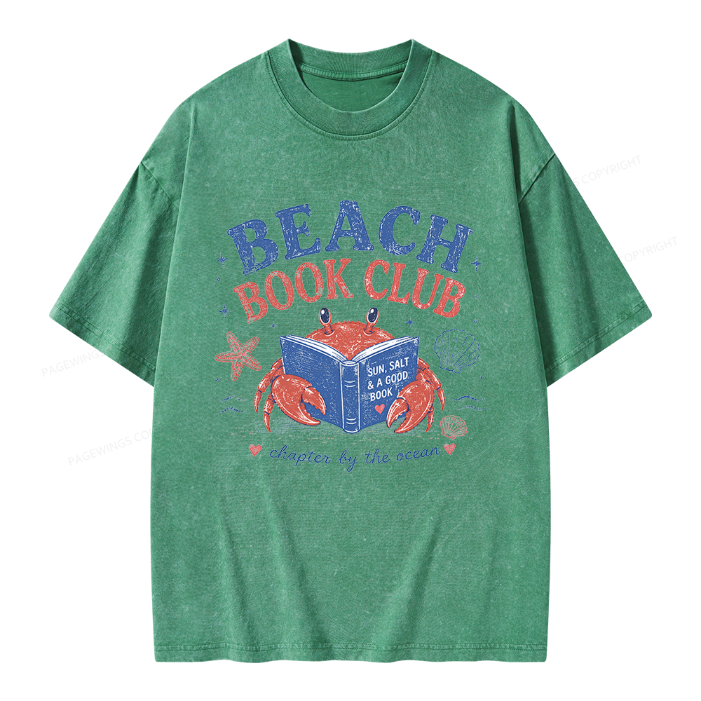 Pagewings Beach Book Club Unisex Washed T-shirt
