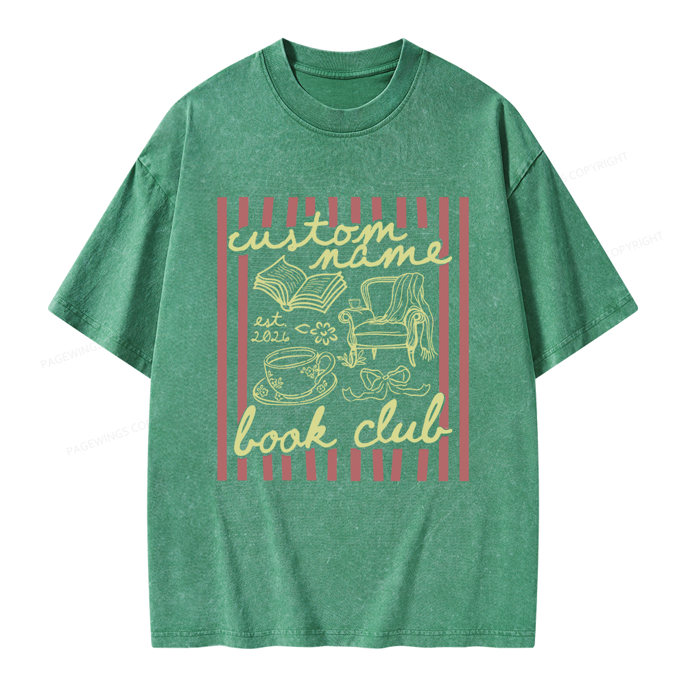 Pagewings Personalized Book Club Unisex Washed T-shirt