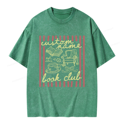 Pagewings Personalized Book Club Unisex Washed T-shirt