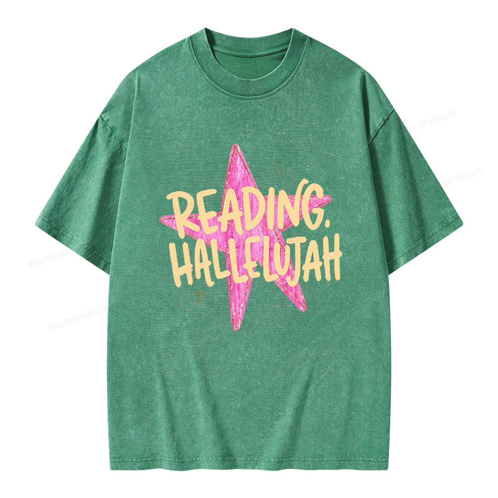 Pagewings Reading Hallelujah Unisex Washed T-shirt