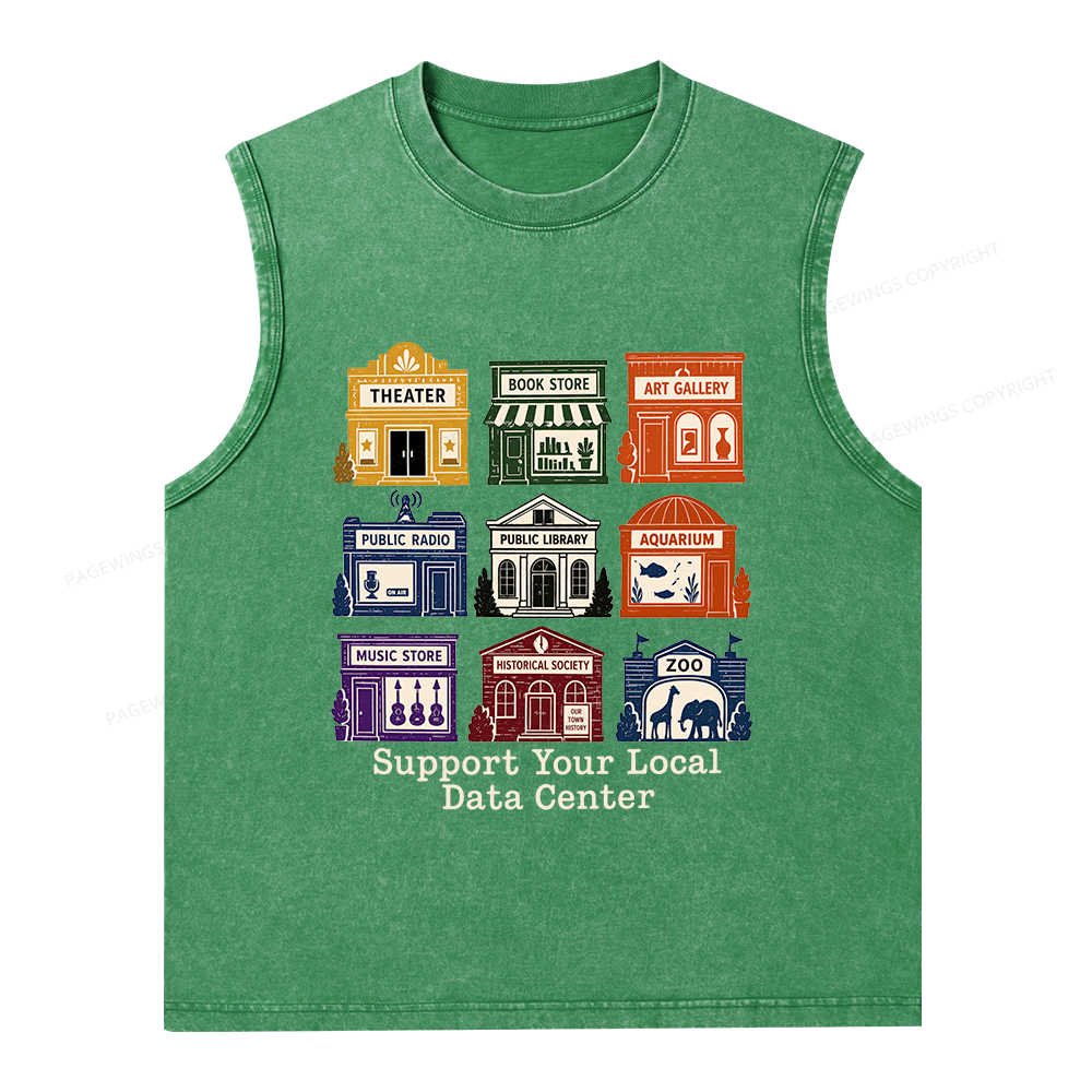Pagewing Support Your Local Data Center16102 Bookish Unisex Washed Tank Top