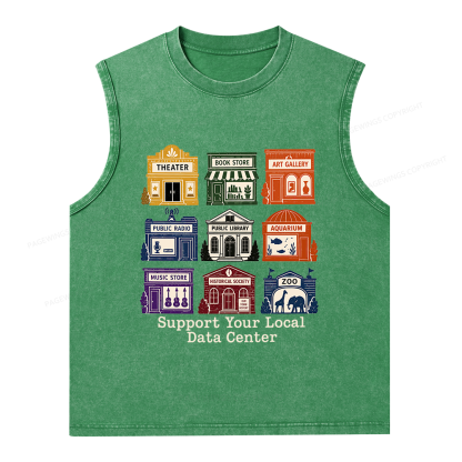 Pagewing Support Your Local Data Center16102 Bookish Unisex Washed Tank Top