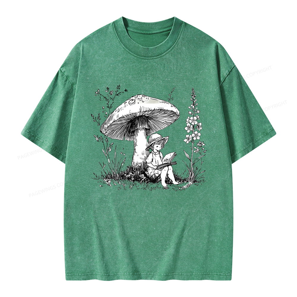 Pagewings Woodland Girl Reading Unisex Washed T-shirt