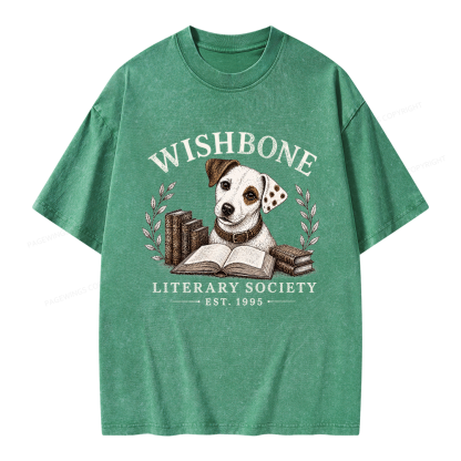 Pagewings Wishbone Literary Society Unisex Washed T-shirt