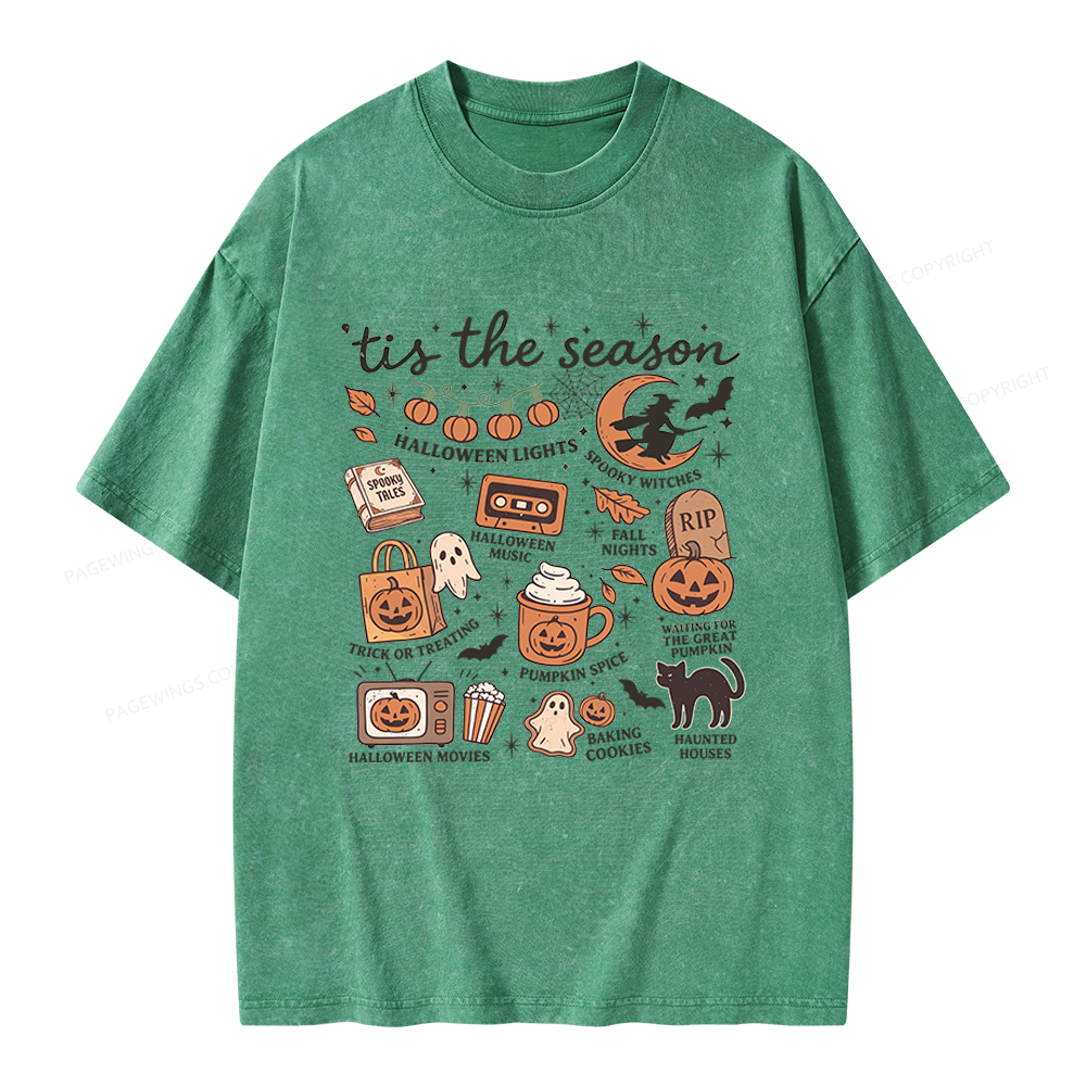 Pagewing Vintage Halloween Unisex Washed T-shirt