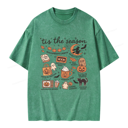 Pagewing Vintage Halloween Unisex Washed T-shirt