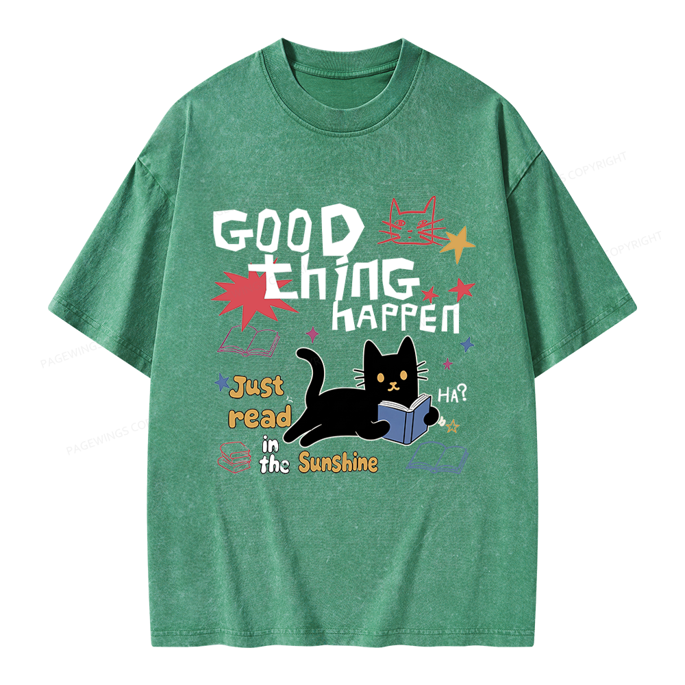 Pagewing Good Thing Happen Weird Unisex Washed T-shirt