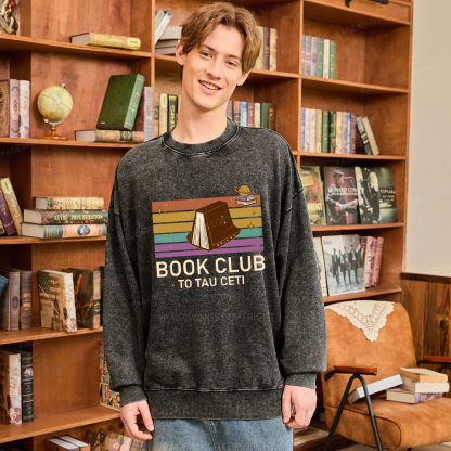Pagewings Book Club To Star Unisex Washed Sweatshirt