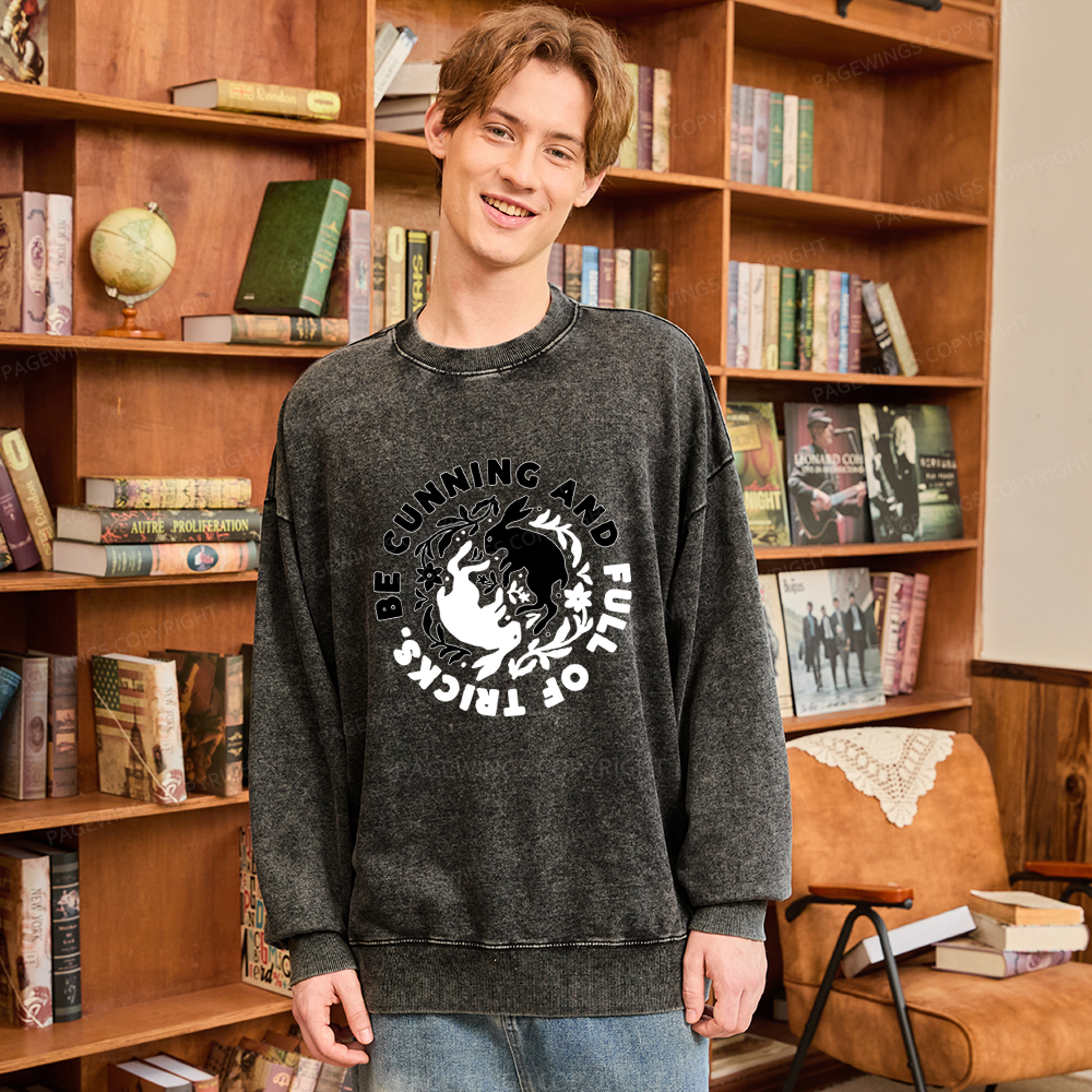 Pagewings Be Cunning And Full Of Tricks Unisex Washed Sweatshirt