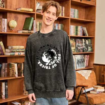 Pagewings Be Cunning And Full Of Tricks Unisex Washed Sweatshirt