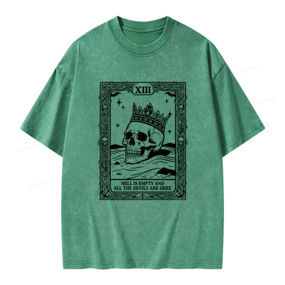 Pagewing Hell Is Empty And All The Devils Are Here Unisex Washed T-shirt