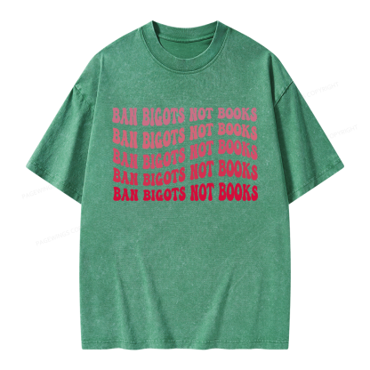 Pagewings Ban Bigots Not Books Unisex Washed T-shirt