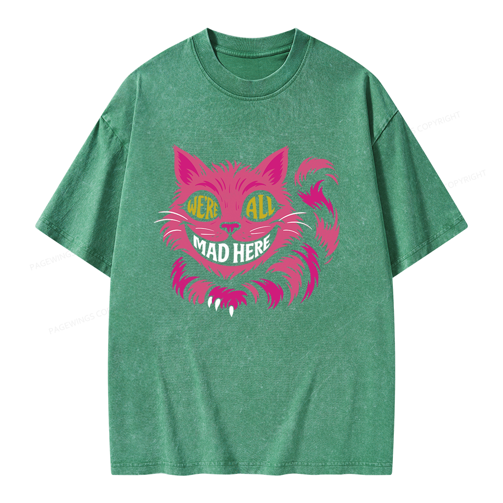Pagewings We're All Mad Here Unisex Washed T-shirt
