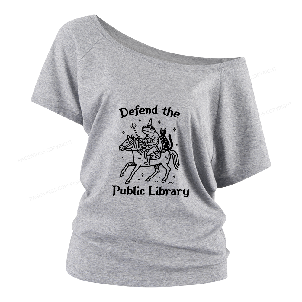 Pagewings Defend The Public Library Women Off Shoulder T-shirts