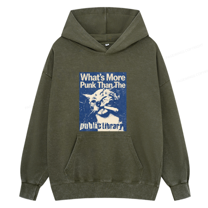 Pagewings What's More Punk Than The Public Library Unisex Washed Hoodie