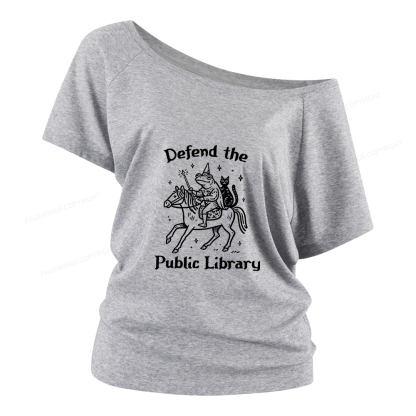 Pagewings Defend The Public Library Women Off Shoulder T-shirts