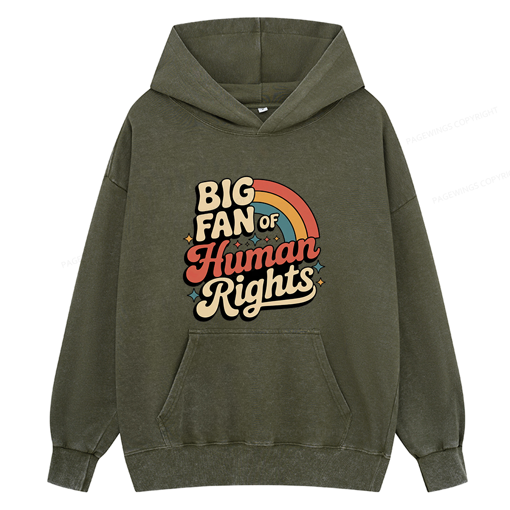 Pagewings Big Fan of Human Rights15448 Book Unisex Washed Hoodie