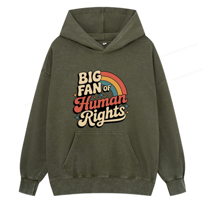 Pagewings Big Fan of Human Rights15448 Book Unisex Washed Hoodie
