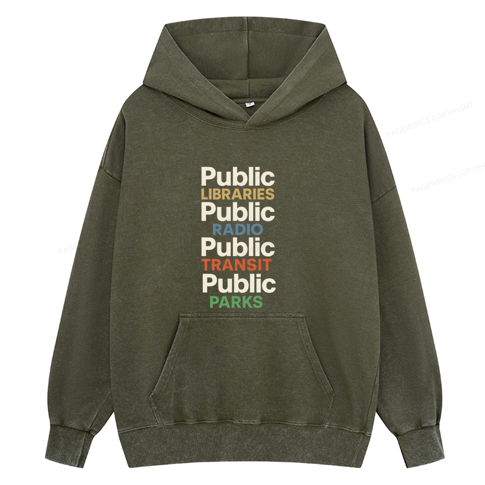 Pagewings Public Libraries15687 Book Unisex Washed Hoodie
