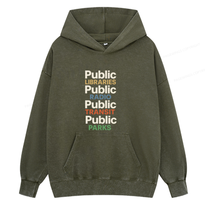 Pagewings Public Libraries15687 Book Unisex Washed Hoodie