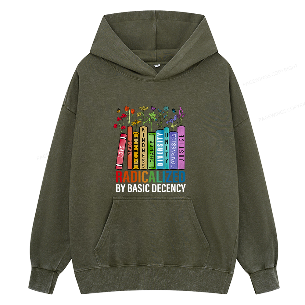 Pagewings Radicalized by Basic Decency14041 Book Unisex Washed Hoodie