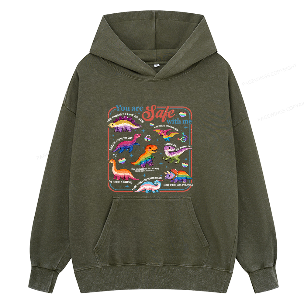 Pagewings You Are Safe With Me15899 Book Unisex Washed Hoodie