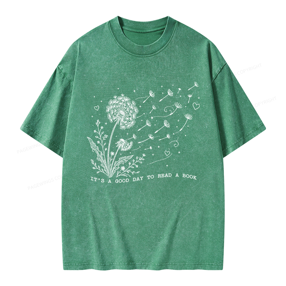 Pagewings It’s a Good Day to Read a Book Unisex Washed T-shirt