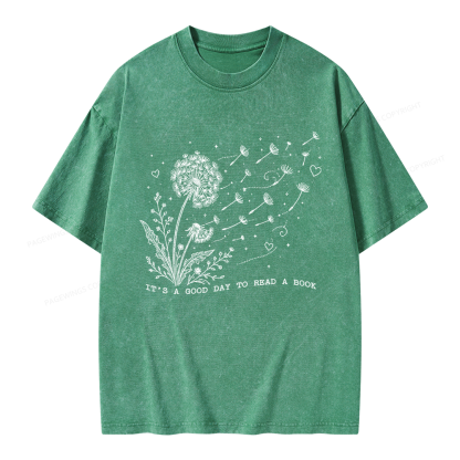 Pagewings It’s a Good Day to Read a Book Unisex Washed T-shirt