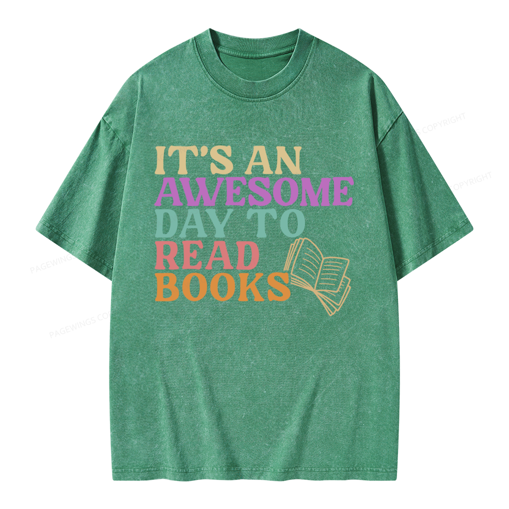 Pagewings Awesome Day To Read A Book Unisex Washed T-shirt