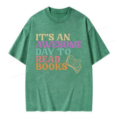 Pagewings Awesome Day To Read A Book Unisex Washed T-shirt