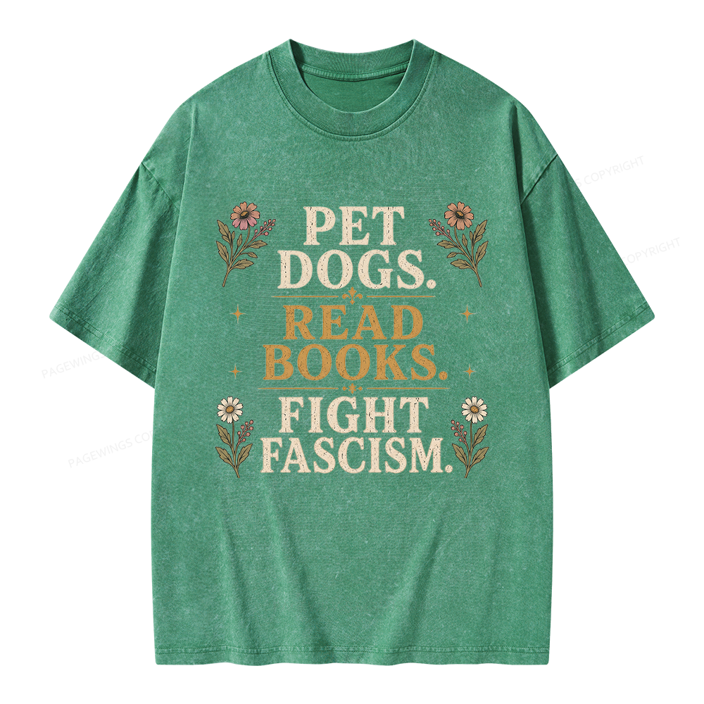 Pagewings Funny Anti Fascism Book Unisex Washed T-shirt