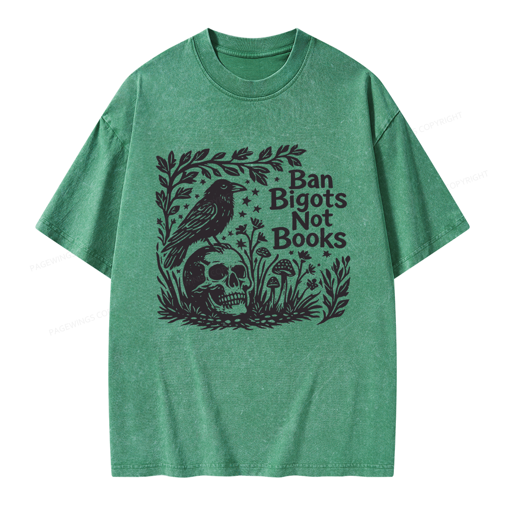 Pagewings Ban Bigots Not Books Unisex Washed T-shirt