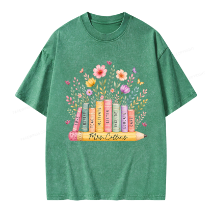 Pagewings Wildflower Books Unisex Washed T-shirt