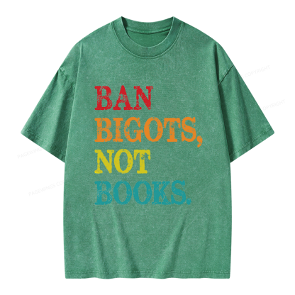 Pagewings Ban Bigots Not Books Unisex Washed T-shirt
